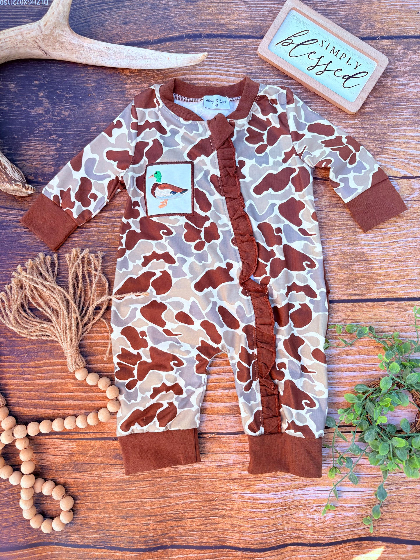 Feathered Camo Ruffle Sleeper