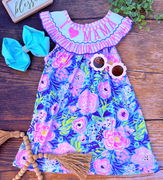 I Love Mama Smocked Dress